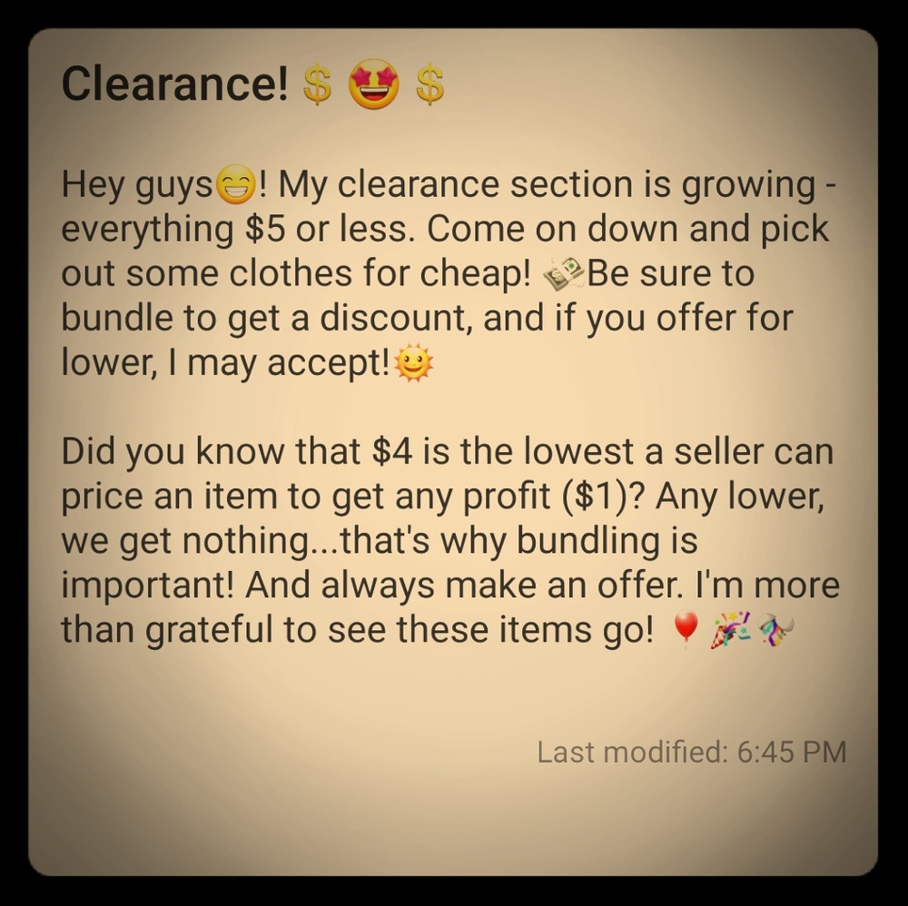 Clearance items!